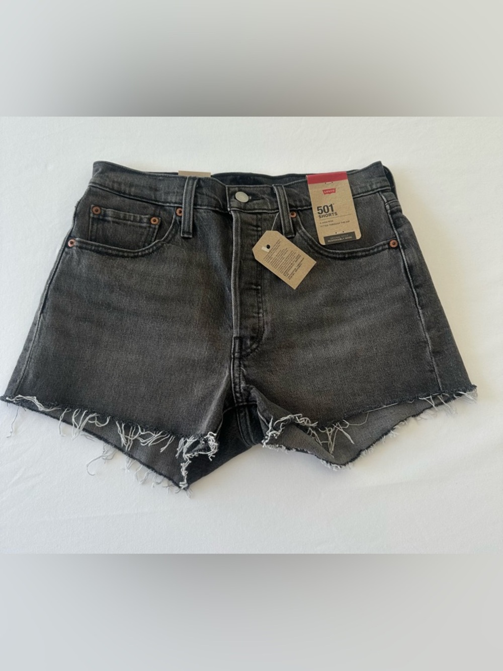 Levi's Black Frayed Cutoff Denim Shorts